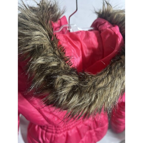 R1881 by Rothchilds Girls Faux Fur Hood Jacket Snow Ski Raspberry Pink M10-12 - Picture 2 of 6